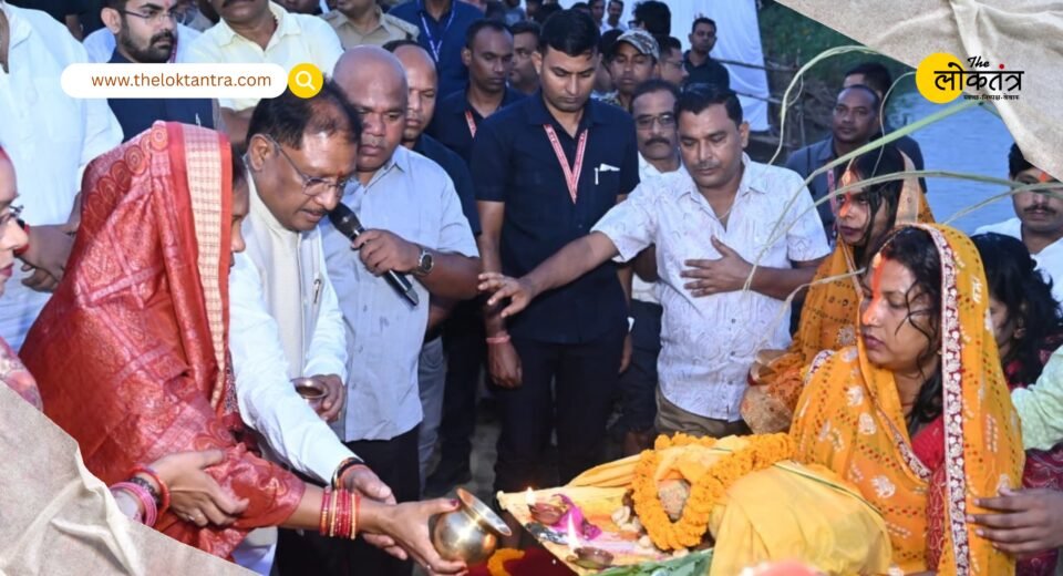 Chhath Puja celebrated with great enthusiasm in Chhattisgarh: CM Vishnudev Sai offered prayers to the setting sun at Duldula Ghat.