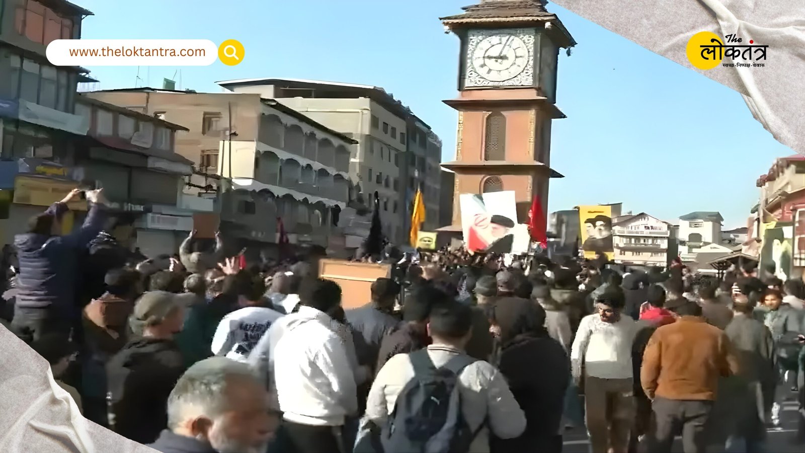 Srinagar Protest Over Khamenei's Death: Shia community protests at Lal Chowk, raising slogans against the US and Israel