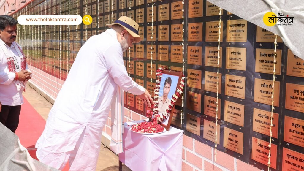 Amit Shah Arrives in Bastar, Pays Tribute to Martyred Soldiers at Amar Vatika; Says: ‘Government Committed to Eradicating Maoism’